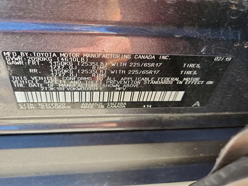 2019 TOYOTA RAV4 LE 12