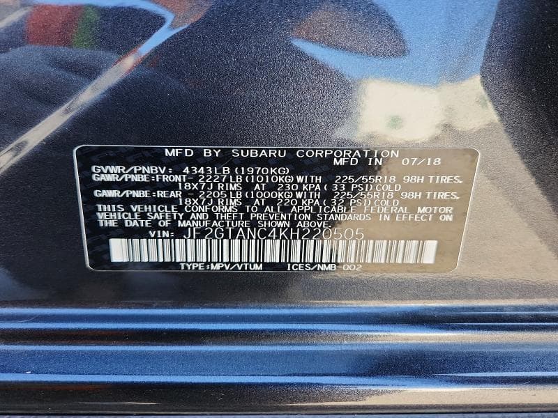 2019 SUBARU CROSSTREK LIMITED 12