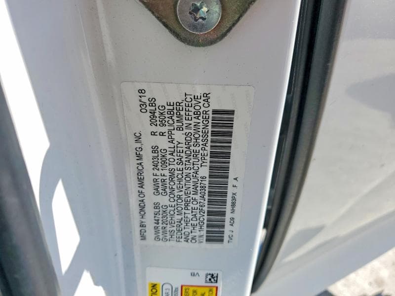 2018 HONDA ACCORD EXL 12