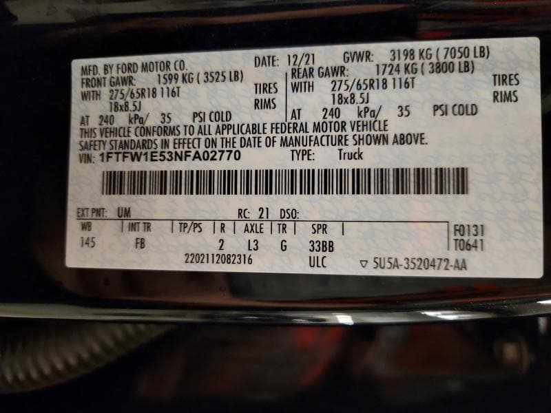 2022 FORD F150 SUPERCREW 12
