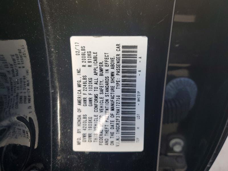 2017 HONDA ACCORD LX 12