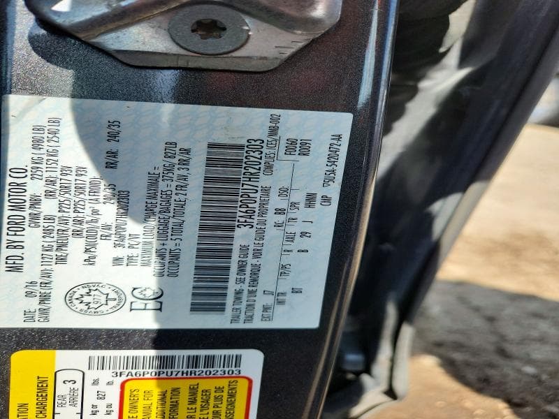2017 FORD FUSION SE PHEV 12