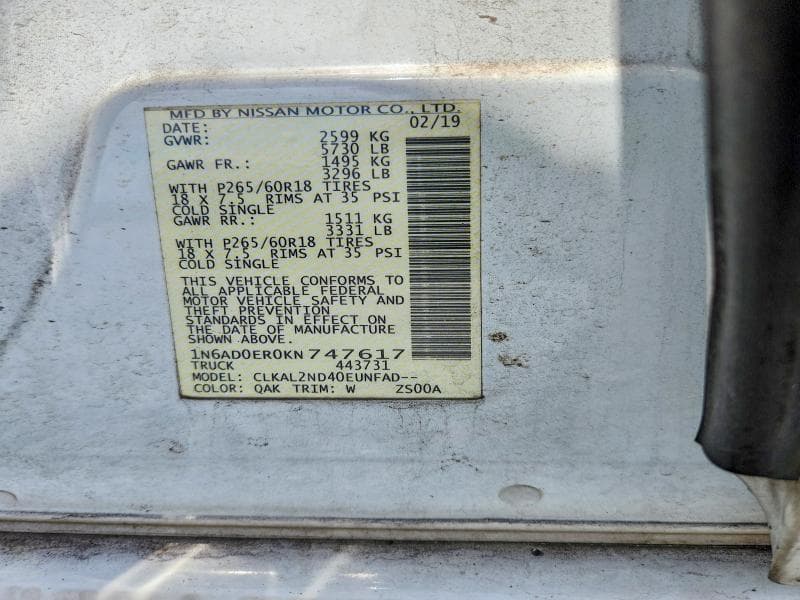 2019 NISSAN FRONTIER SV 12
