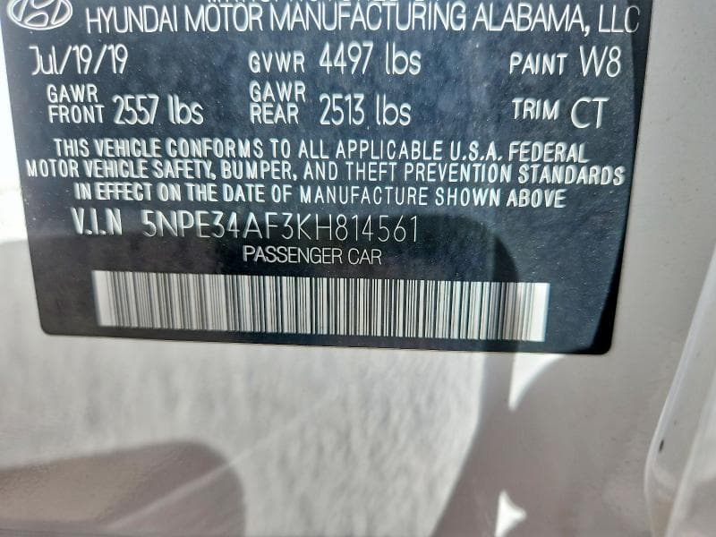2019 HYUNDAI SONATA SEL 12