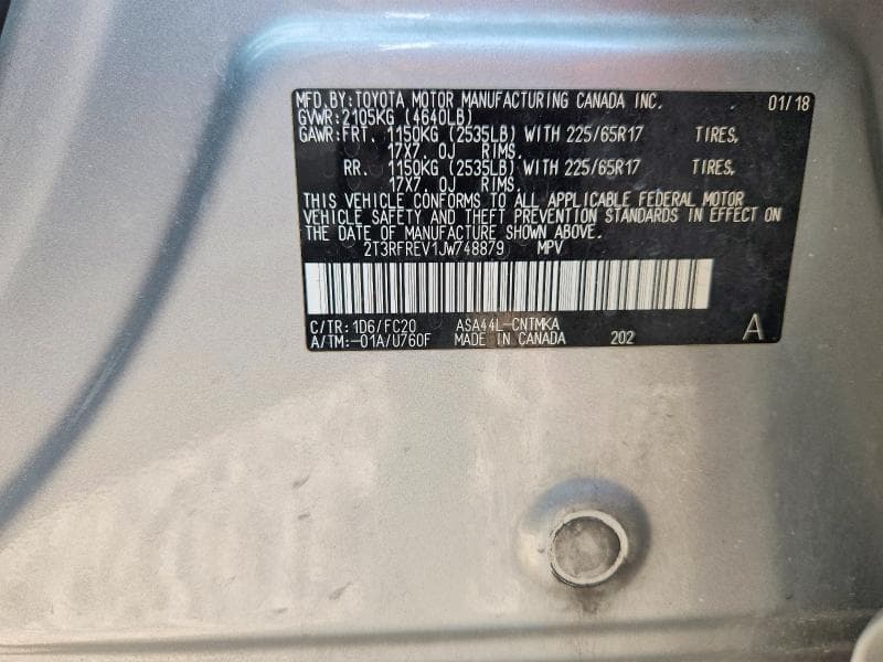 2018 TOYOTA RAV4 XLE 12