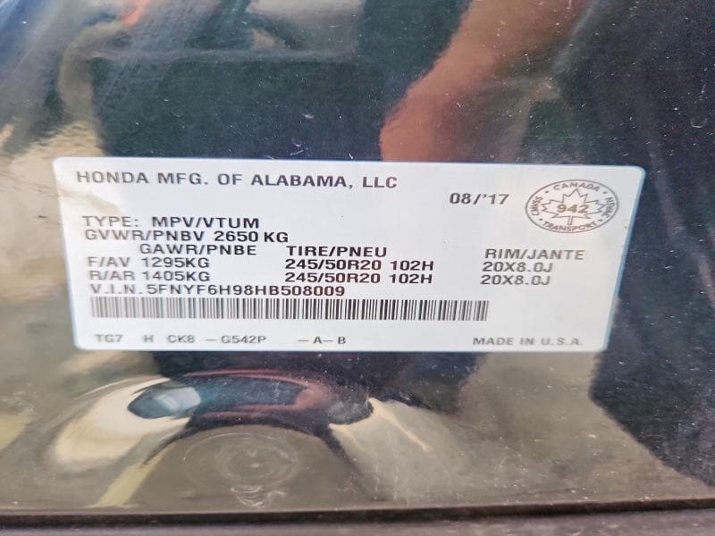 2017 HONDA PILOT TOURING 13