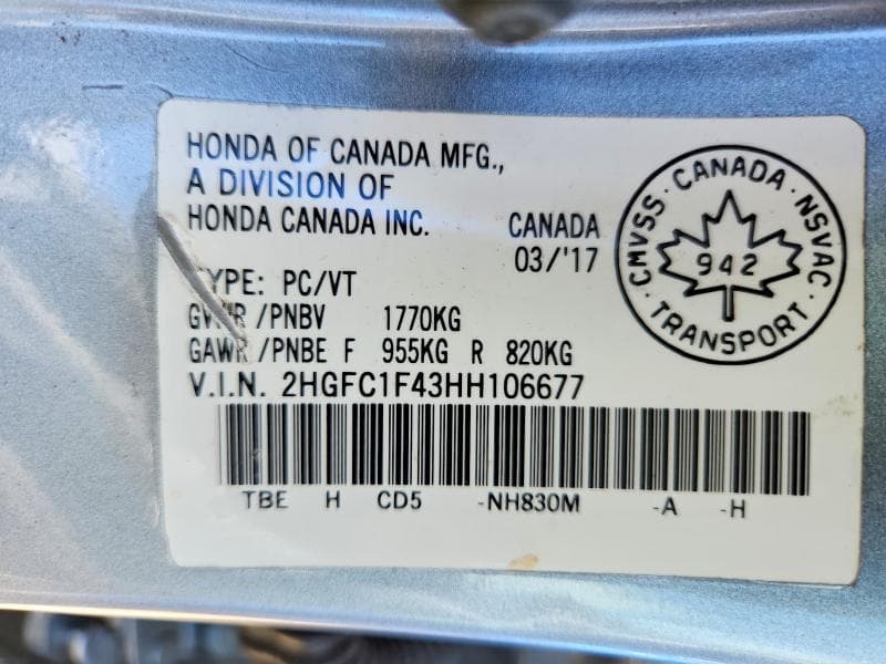 2017 HONDA CIVIC EX 12