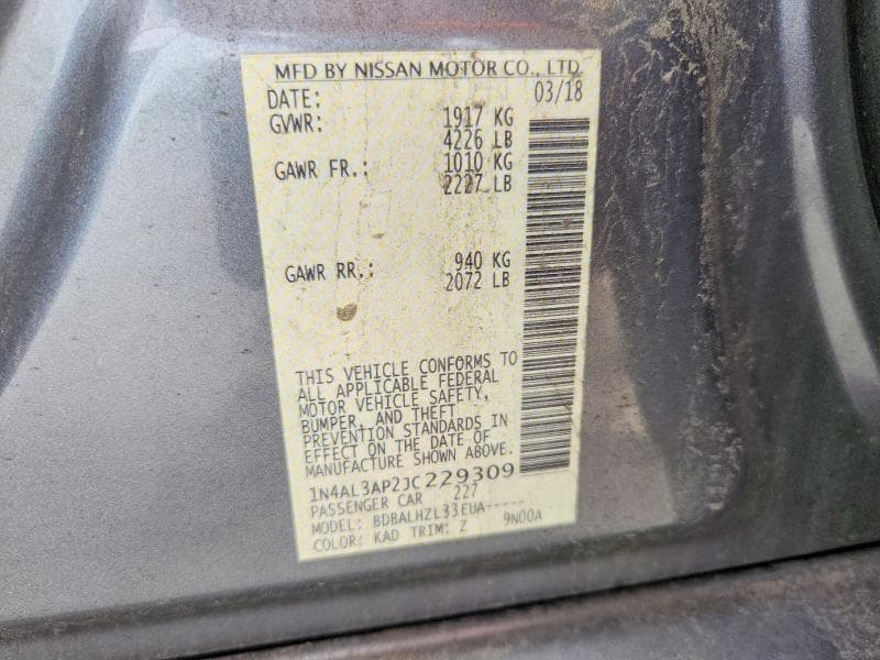 2018 NISSAN ALTIMA 2.5 SR 13
