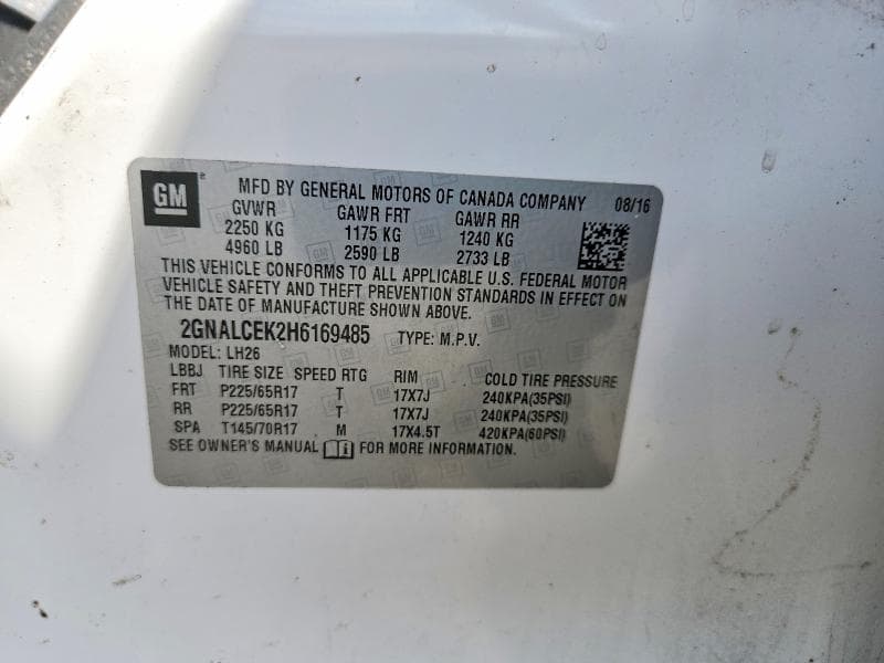 2017 CHEVROLET EQUINOX LT 13