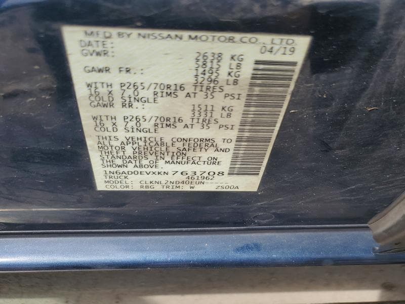 2019 NISSAN FRONTIER SV 12