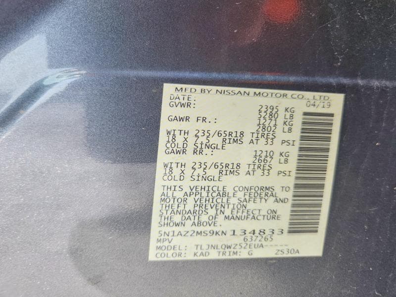 2019 NISSAN MURANO S 13