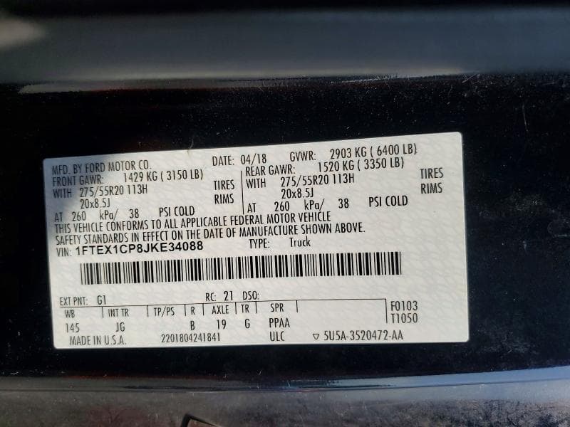 2018 FORD F150 SUPER CAB 12