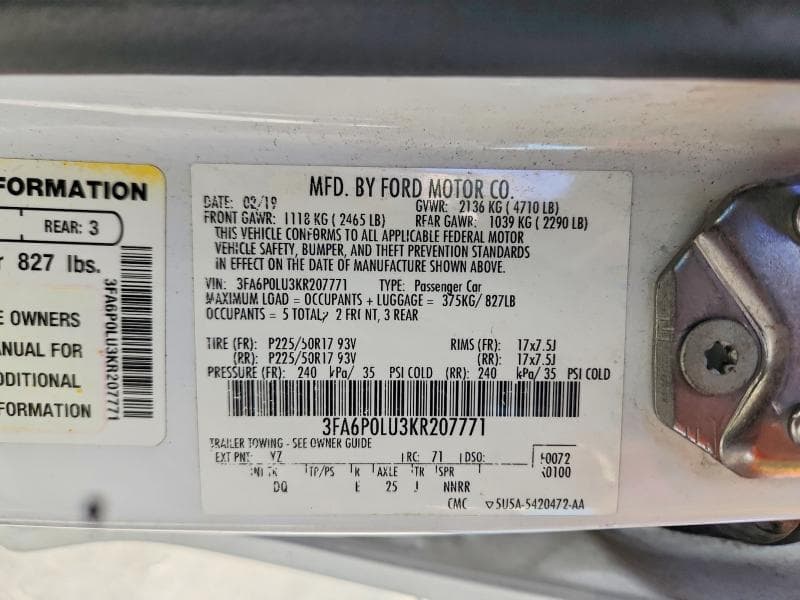 2019 FORD FUSION SE 12