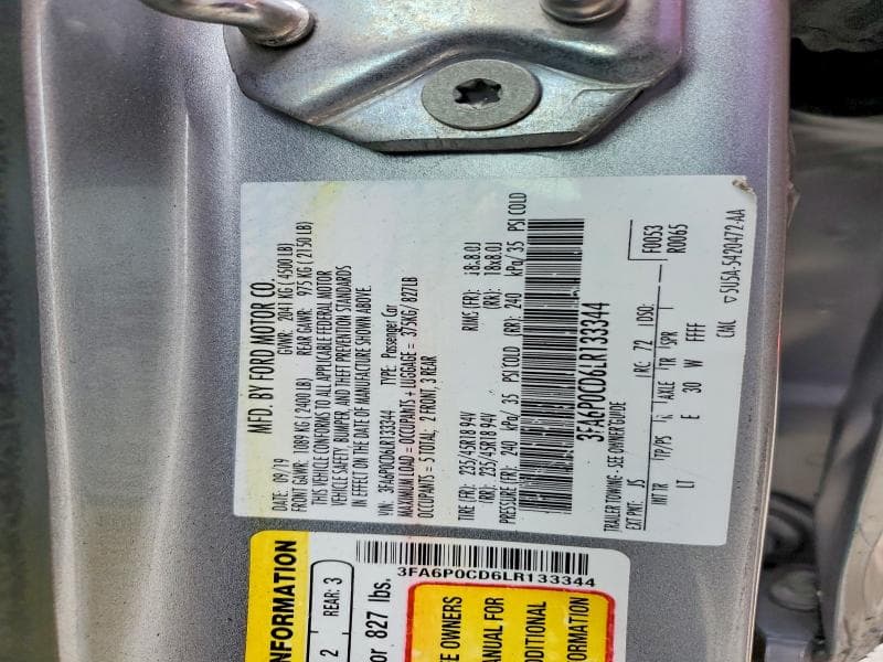 2020 FORD FUSION SEL 12