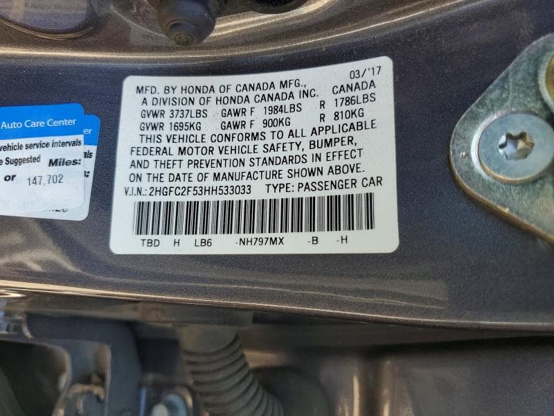 2017 HONDA CIVIC LX 12