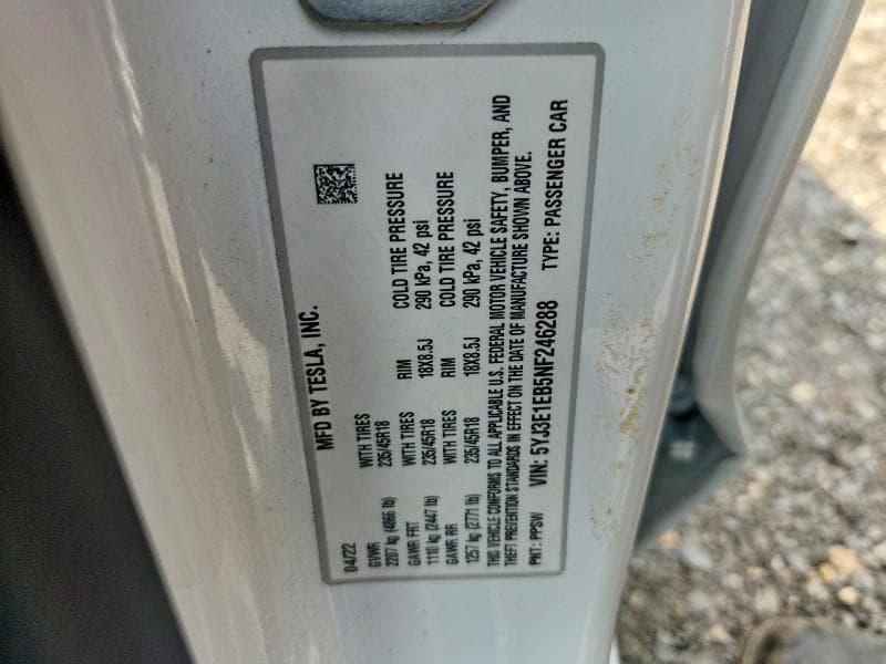2022 TESLA MODEL 3 12
