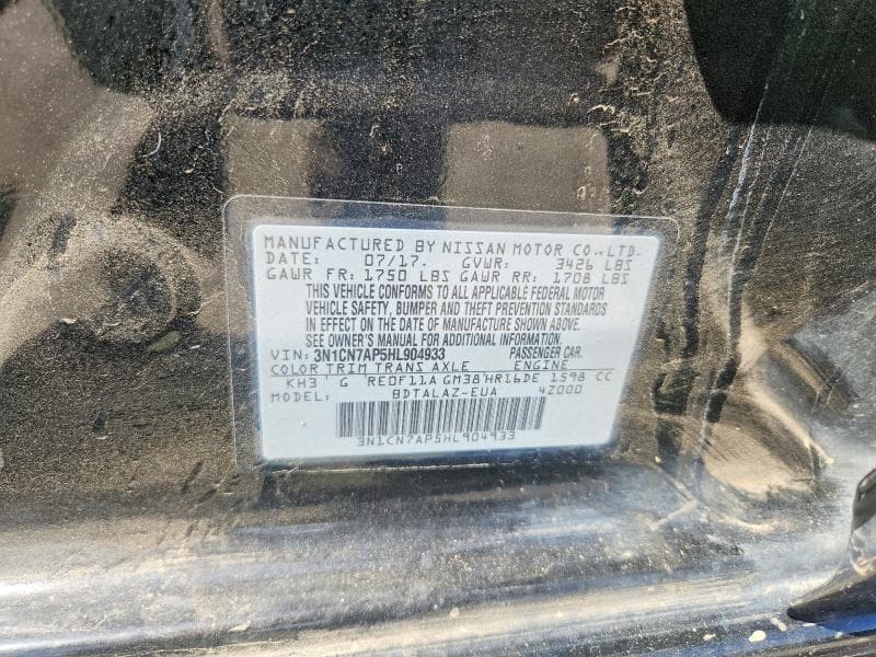 2017 NISSAN VERSA 1.6 S PLUS 12