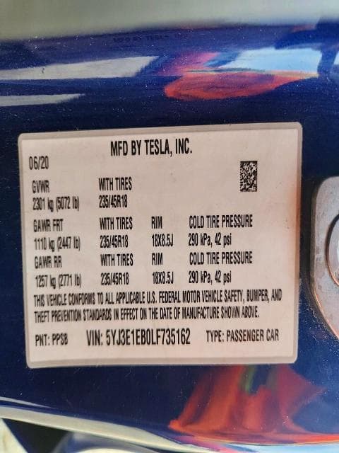 2020 TESLA MODEL 3 13