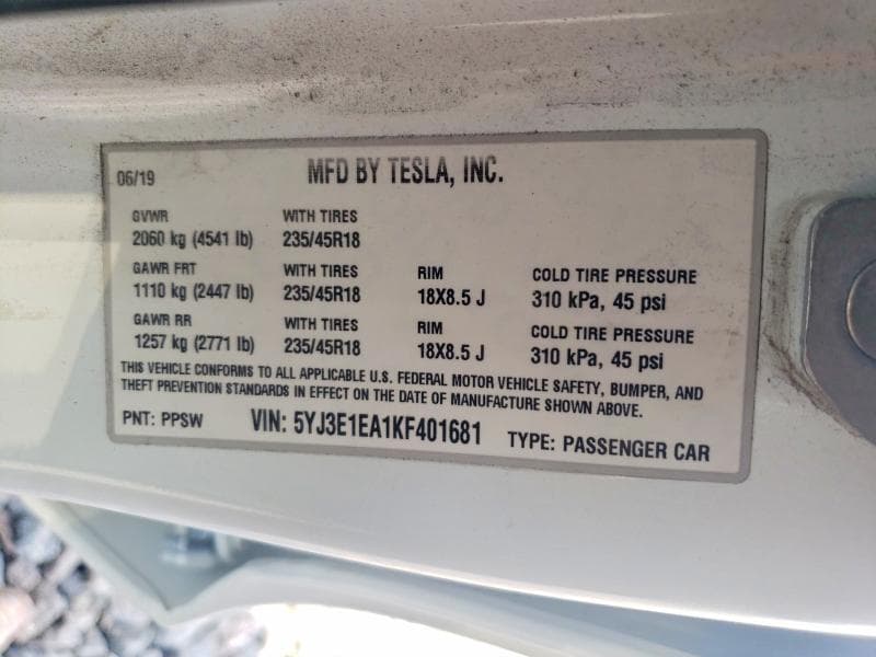2019 TESLA MODEL 3 12