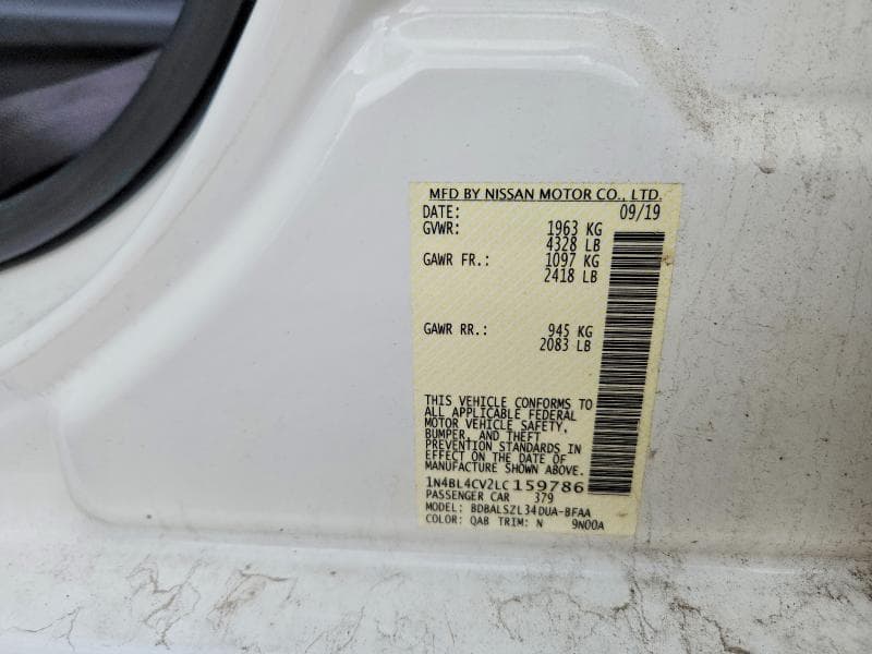 2020 NISSAN ALTIMA SR 12