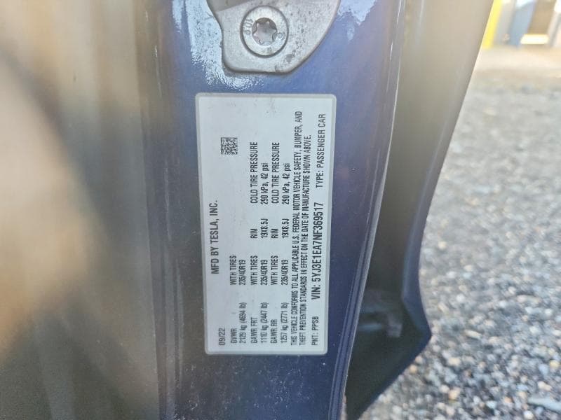 2022 TESLA MODEL 3 12