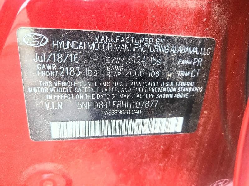 2017 HYUNDAI ELANTRA LIMITED 12