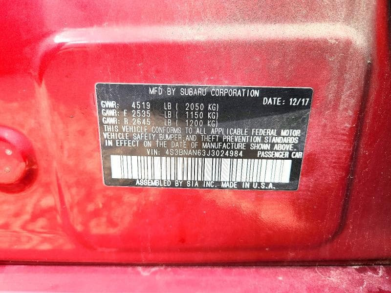 2018 SUBARU LEGACY 2.5I LIMITED 12