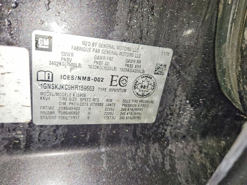 2017 CHEVROLET SUBURBAN K1500 PREMIER 13