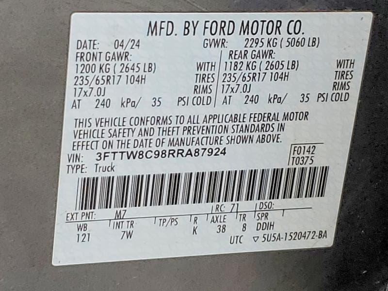 2024 FORD MAVERICK XLT TREMOR 12