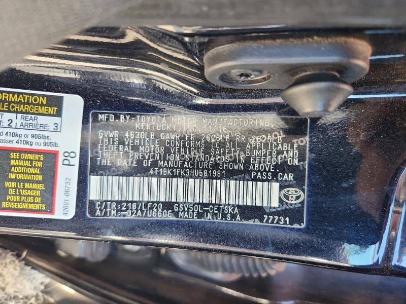 2017 TOYOTA CAMRY XSE V6 12