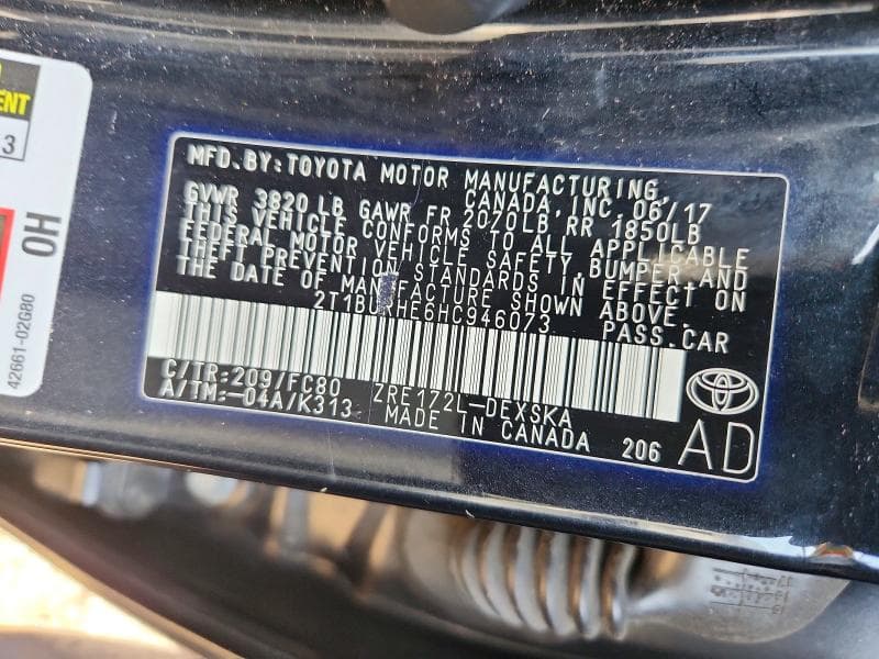 2017 TOYOTA COROLLA SE 13