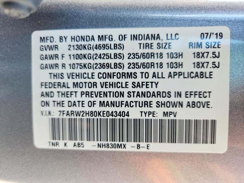 2019 HONDA CR-V EXL 14