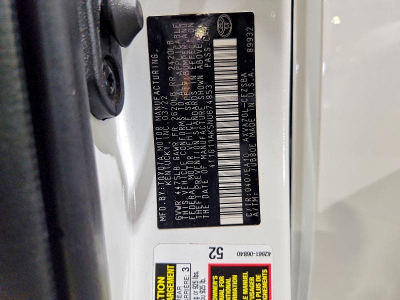 2022 TOYOTA CAMRY SE 12