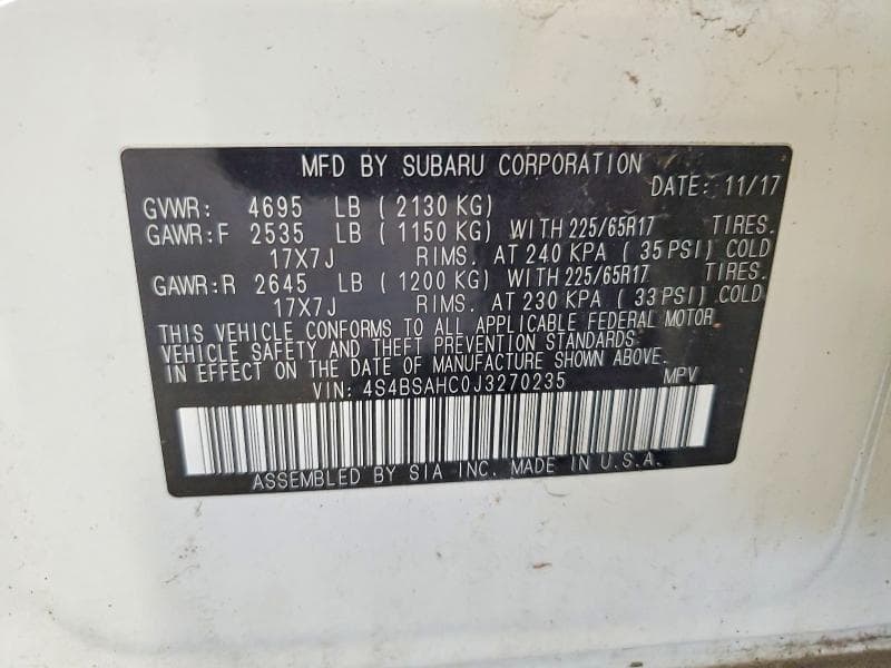 2018 SUBARU OUTBACK 2.5I PREMIUM 14