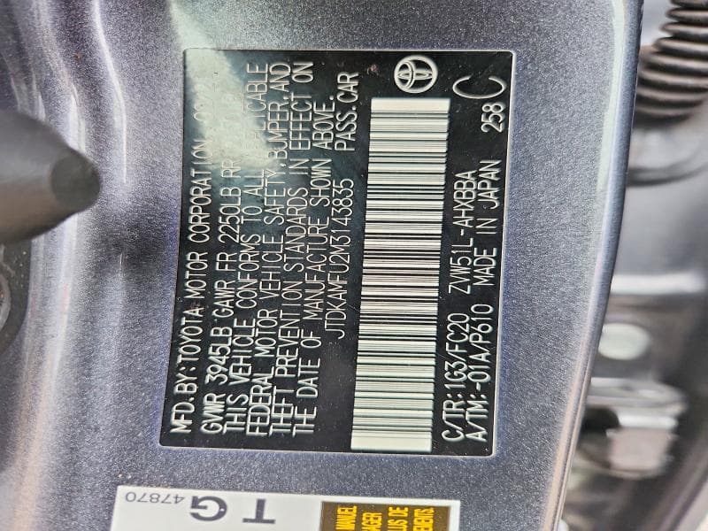 2021 TOYOTA PRIUS L ECO 12