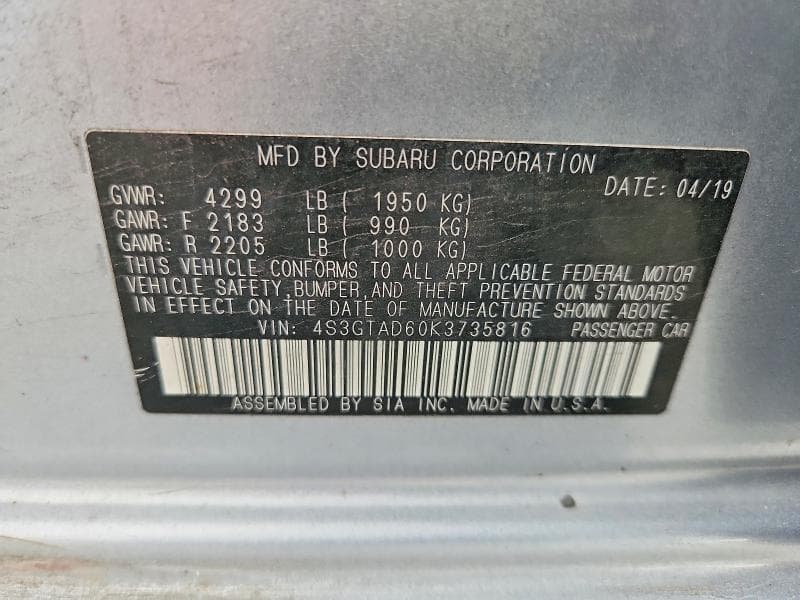 2019 SUBARU IMPREZA PREMIUM 12