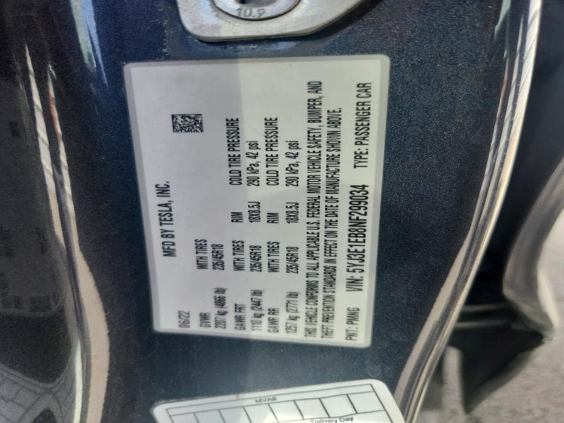 2022 TESLA MODEL 3 12