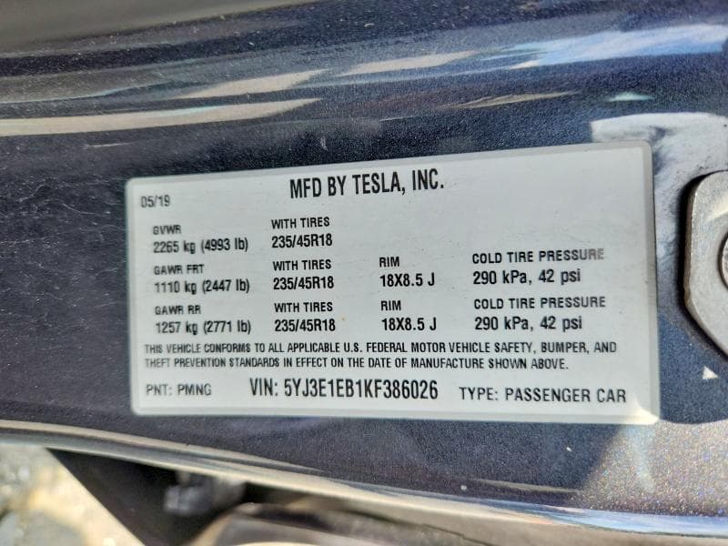 2019 TESLA MODEL 3 12