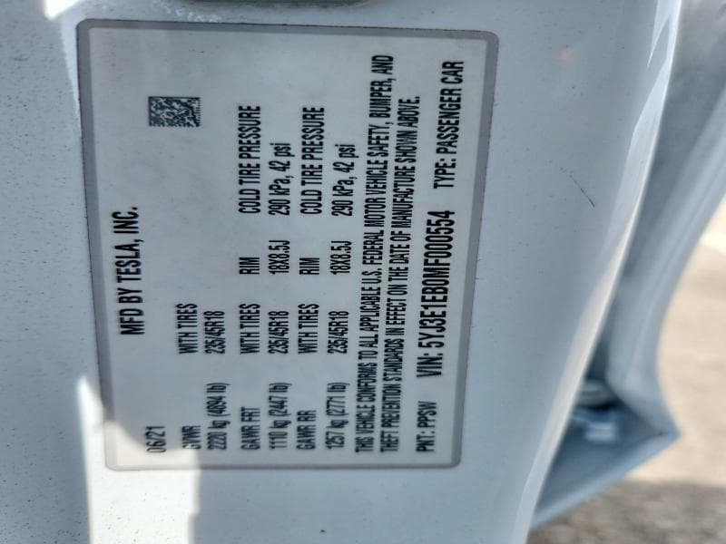 2021 TESLA MODEL 3 13