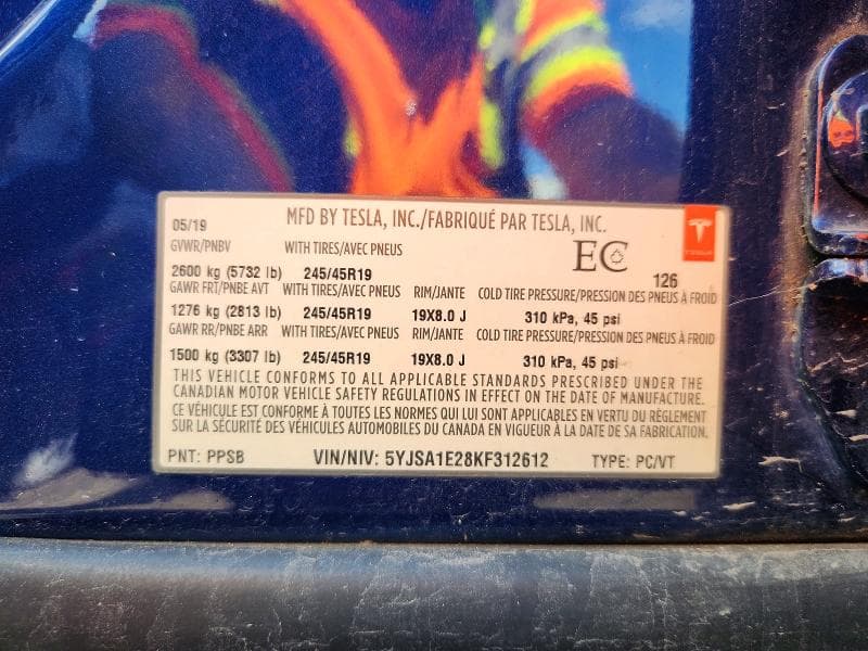 2019 TESLA MODEL S 12