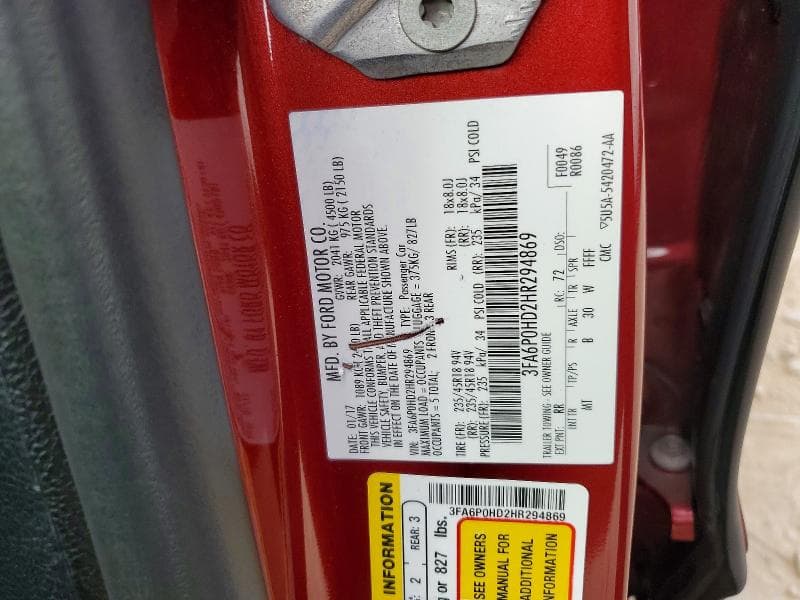 2017 FORD FUSION SE 12