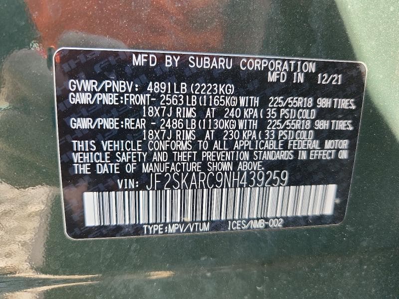 2022 SUBARU FORESTER TOURING 13