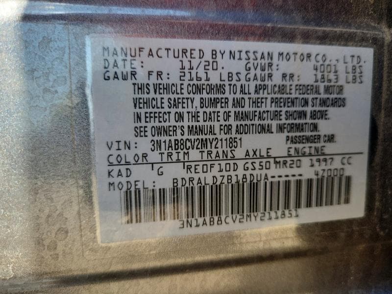 2021 NISSAN SENTRA SV 12