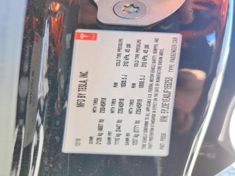 2018 TESLA MODEL 3 13
