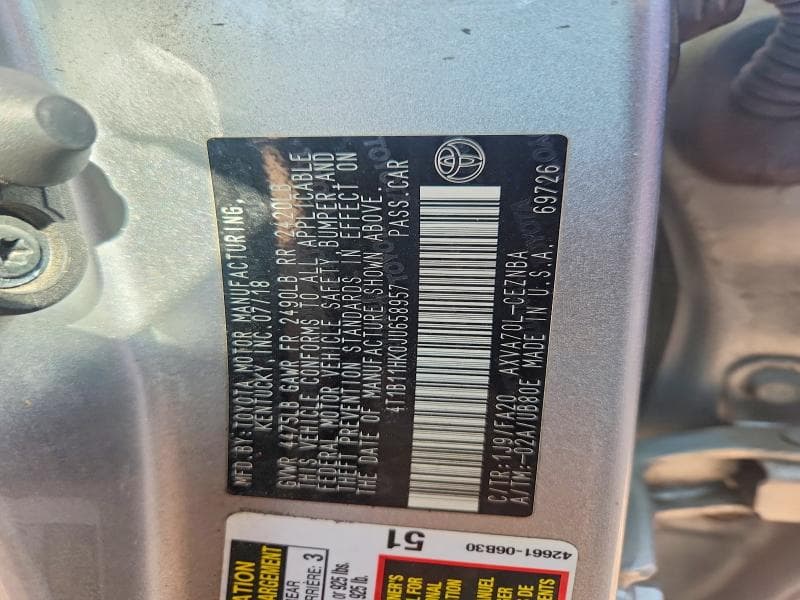 2018 TOYOTA CAMRY LE 13