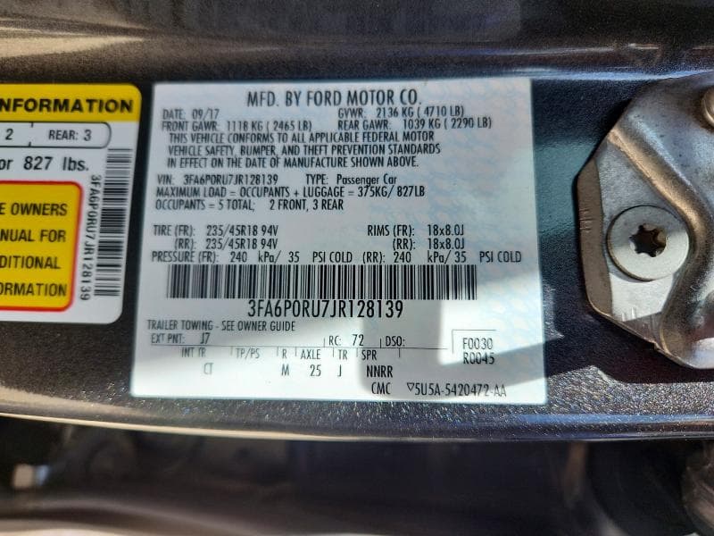 2018 FORD FUSION TITANIUM/PLATINUM HEV 13
