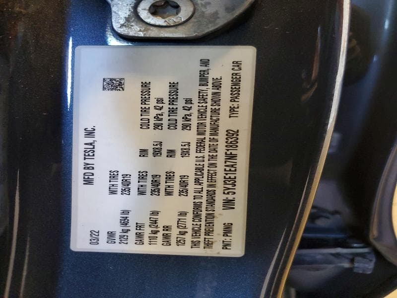 2022 TESLA MODEL 3 12