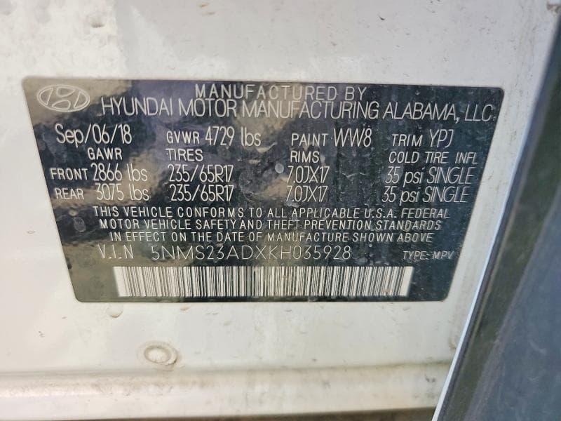 2019 HYUNDAI SANTA FE SE 13