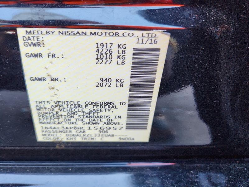 2017 NISSAN ALTIMA 2.5 SL 12
