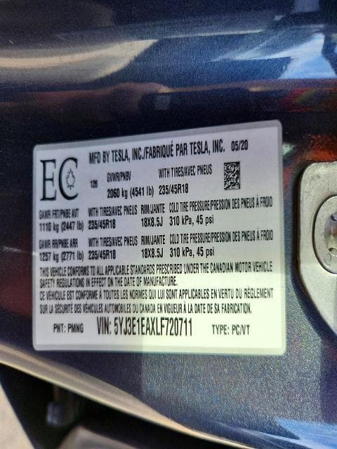 2020 TESLA MODEL 3 12